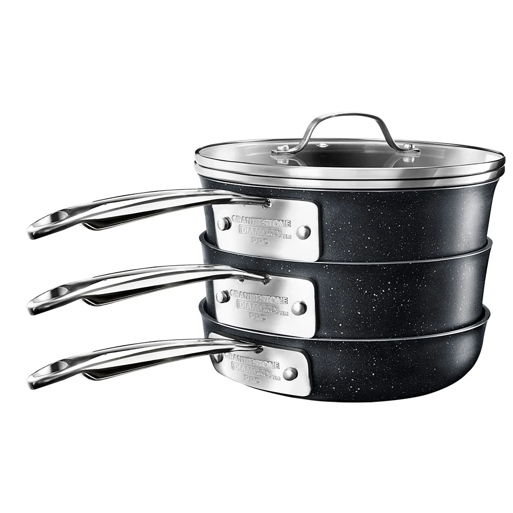 Granitestone 5 Piece Stackmaster Pro Series Stackable Cookware Set - Hard Anodized - Image 2