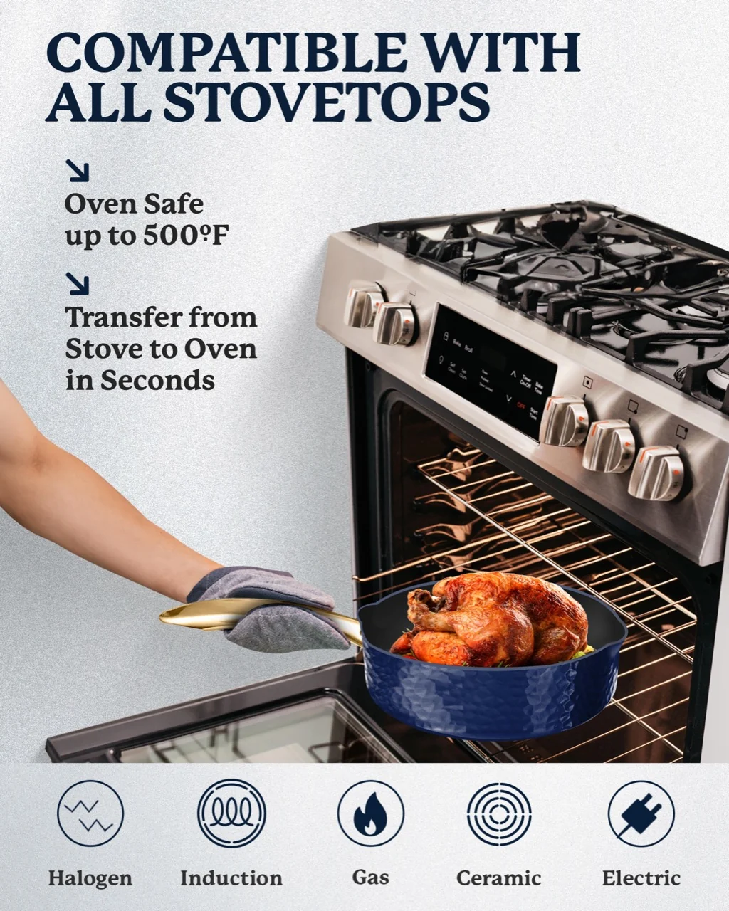 Granitestone Charleston Collection - Hammered Cookware - Pots, Pans, Available in Navy and Black - Image 6
