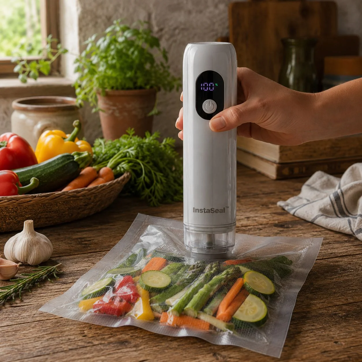 InstaSeal Hybrid Handheld Vacuum Sealer – Rechargeable Portable Food Vacuum Sealer with 30 Reusable BPA-Free Bags, USB-C Charging & Smart Auto Seal - Image 11